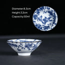 GobekUsa Blue & White Ceramic Kung Fu Tea Cup, Japanese Style Porcelain Sake Espresso Mug