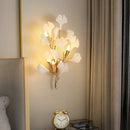 GobekUsa Leaf Ceramic LED Wall Sconce, Romantic Bedroom Lamp, Gold Metal Art Decor