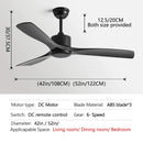 GobekUsa Black Industrial Ceiling Fan 52Inch DC Powerful Airflow Living Room Office Commercial