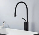 GobekUsa Brushed Gold/Black/White Basin Faucet with Single Handle Swivel Sink Water Crane