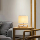GobekUsa Creative Nordic Wooden Table Lamp with LED Light and Linen Lampshade