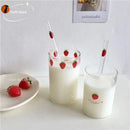 GobekUsa Kawaii Strawberry Glasses Cup with Straws - Cute Clear Juice Mug