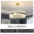 GobekUsa Crystal LED Chandelier: Luxury Dimmable Pendant Light for Bedroom, Living, Dining Room