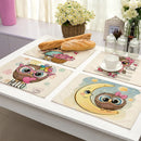 GobekUsa Cute Owl Animal Placemat Music Bird Kitchen Dining Table Mats Coaster Bowl Cup Mat