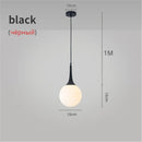 GobekUsa Glass Ball LED Pendant Lights for Modern Living Room, Black/White Horn Fixtures