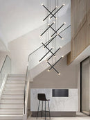 GobekUsa LED Staircase Pendant Chandelier, Modern Nordic Restaurant Hanging Light