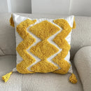GobekUsa Geometric Tufted Tassel Cushion Cover Cotton Canvas Fall Pillow Cover