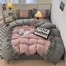 GobekUsa Lace Patchwork Duvet Cover Set, Soft Microfiber, Full Queen Size Bed Linen Pillowcase
