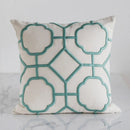 GobekUsa Geometric Embroidery Cushion Cover Navy Blue White Yellow 50x50cm Home Decor Pillow