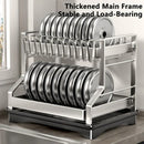 GobekUsa 2 Tier Dish Drying Rack Utensils Storage Organizer with Drainboard