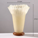 GobekUsa Large Glass Vase with Lotus Leaf Edge for Home Decor