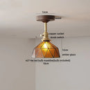 GobekUsa Amber Glass Copper LED Ceiling Light Fixture for Modern Home Decor