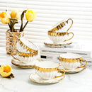 GobekUsa Golden Ceramic Tea Cup Set, Elegant English Afternoon Tea, High Aesthetic Value