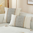 GobekUsa Linen Stripe Diamond Woven Cushion Cover 45x45cm with Tassels
