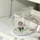 GobekUsa 3D Rose Stemware Wine Glass, Champagne Flute - Lovely Gift Home Decor
