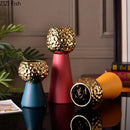 GobekUsa Gold Hammer Pattern Ceramic Vase: Creative Plant Pot for Table Decoration and Floral Arrangement