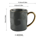 GobekUsa Nordic Gold Rim Mug Set - Light Luxury Ceramic Coffee Cups with Handle