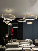 GobekUsa Crystal LED Chandelier Circle Hanging Lamp - Modern Luxury Dimmable Lighting