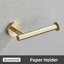 GobekUsa Brushed Gold Bathroom Accessories Set: Towel Rail, Paper Holder, Hook, Stainless Steel