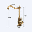 GobekUsa Antique Carved Brass Bathroom Sink Faucet Hot & Cold Mixer Deck Mounted Tap