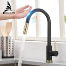 GobekUsa Brushed Gold Smart Sensor Kitchen Faucet, Dual Outlet, Single Handle