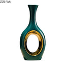 GobekUsa Gold Ceramic Vase with Artificial Flowers for Elegant Room Decor