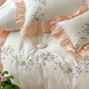 GobekUsa Korean Princess Lace Ruffles Flowers Embroidery Bedding Set with 100% Cotton Quality.