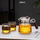 GobekUsa Glass Teapot Set with Teacup, Kung Fu Style, Pyrex Tea Maker, Flower Pattern