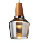 GobekUsa Glass Lampshade Pendant Light, Wooden Hanging Suspension, Retro American Design