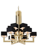 GobekUsa 12-Light Chrome Chandelier with Black Shades - 37x37 inches