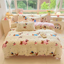 GobekUsa Cartoon Print Milk Velvet Bedding Set: Cozy, Skin-Friendly Winter Bedclothes
