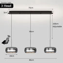 Modern Black Glass Multi-Pendant Chandelier With Remote