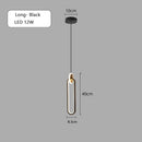 GobekUsa Black Gold Round Pendant Light Chandelier for Bedside Long Cable 12W