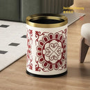 GobekUsa Leather Trash Bin Gold/Silver Metal Large Capacity for Home & Hotel