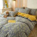 GobekUsa Green Leaf Print Bedding Set: Duvet Cover, Flat Sheet & Pillowcase - Single Queen Size