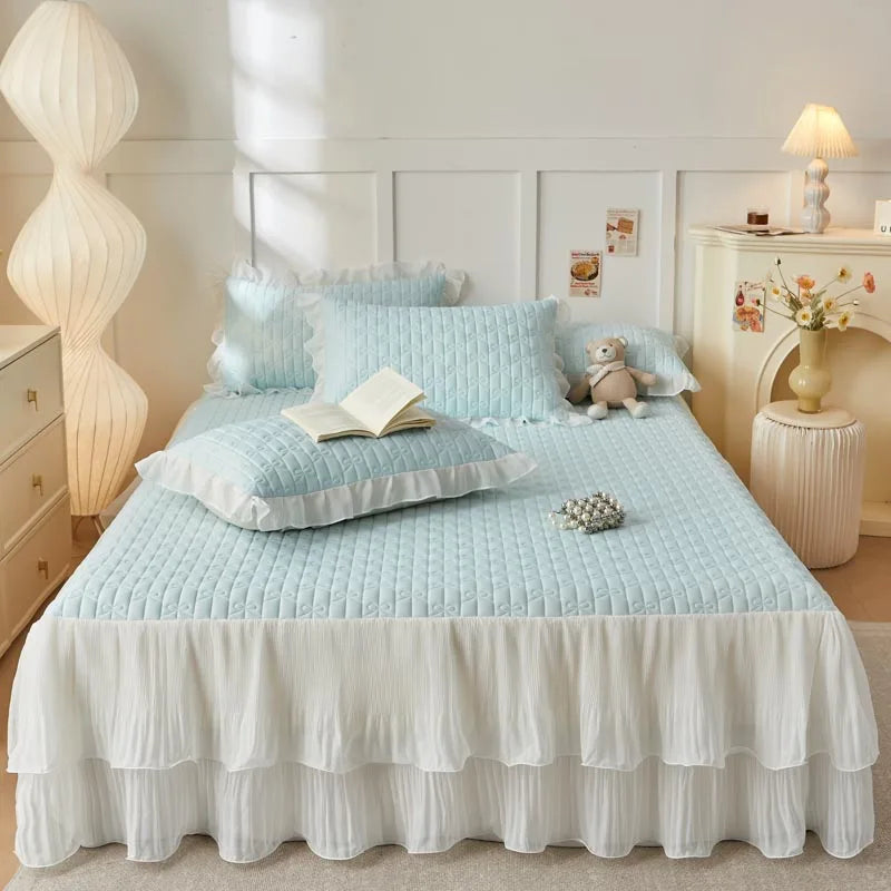 GobekUsa Lace Ruffles Cooling Bed Skirt Set with Pillowcases, photo 9 of 15