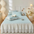 GobekUsa Lace Ruffles Cooling Bed Skirt Set with Pillowcases