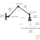 GobekUsa Industrial Loft Swing Arm Wall Sconce Clear Glass Pull Chain Switch Bedside Lamp