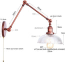 GobekUsa Adjustable Glass Swing Arm LED Wall Sconce with Pull Chain Switch