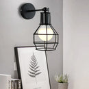 GobekUsa Black Iron Cage Wall Lamp: Retro Indoor Sconce for Bedroom, Bar, and Reading