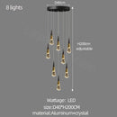 GobekUsa Crystal Chandelier LED Staircase Lamp for Elegant Living Room, Kitchen, and Restaurant