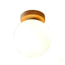 GobekUsa Glass Ball LED Ceiling Lamp on Wooden Pedestal