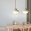 GobekUsa LED Pendant Light: Japanese Style, Yellow Travertine Wood, Adjustable Hanging Lamp.