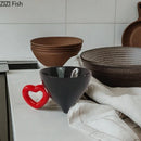 GobekUsa Heart Shape Ceramic Coffee Mug Teacup Fruit Juice Container - Set of 2