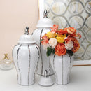 GobekUsa Silver Striped Porcelain Ginger Pot Vase.