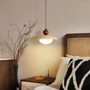GobekUsa Globe LED Pendant Light Yellow Travertine Stone White Glass Adjust Hang Lamp