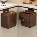 GobekUsa Antique Style Wood Grain Hanging Kitchen Trash Can with Lid