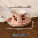 GobekUsa Flowers Pattern Ceramic Cup&saucer Set Gold-plated Coffee Tea Mug Juice Container