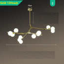 GobekUsa Glass Balls LED Pendant Lights: Modern Branches Style Chandeliers for Living Room