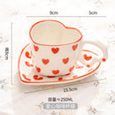 GobekUsa Hand Painted Heart Handle Ceramic Love Mug - Pink